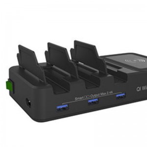 4 i 1 QI trådlös laddare 3 port usb laddningsstation